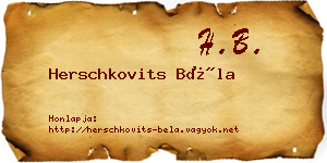 Herschkovits Béla névjegykártya
